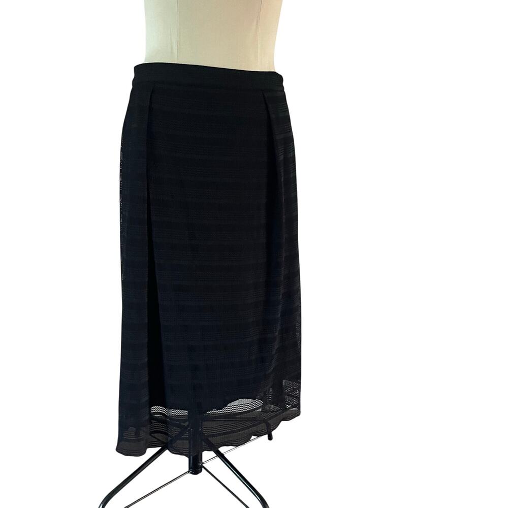 Black Stripe Mesh Overlay Midi Skirt Sz S Whimsigoth Fairy Grunge